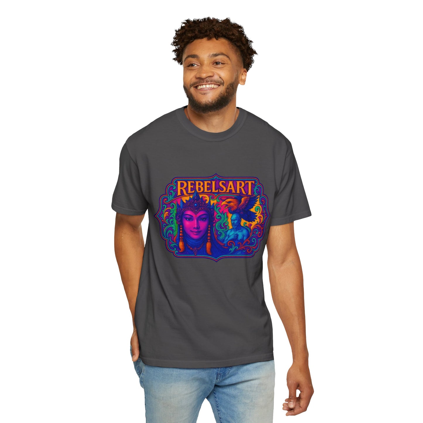 Vibrant Art Tee - Unisex Garment-Dyed T-shirt, Street Style, Festival Wear, Rebel Fashion, Unique Gift Idea