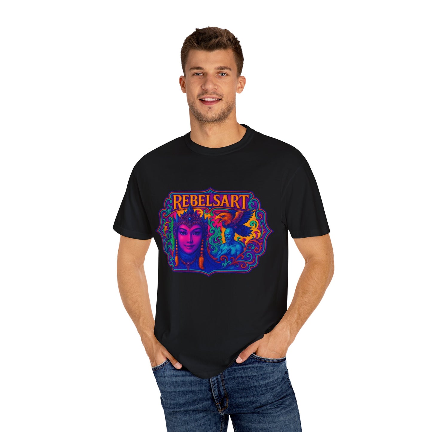 Vibrant Art Tee - Unisex Garment-Dyed T-shirt, Street Style, Festival Wear, Rebel Fashion, Unique Gift Idea