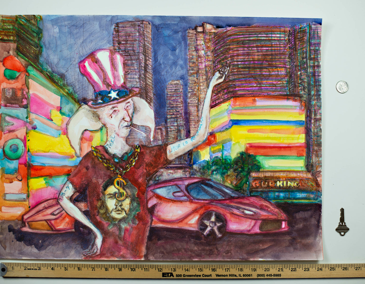 American Dream Circus - Original Watercolor & Ink Drawing