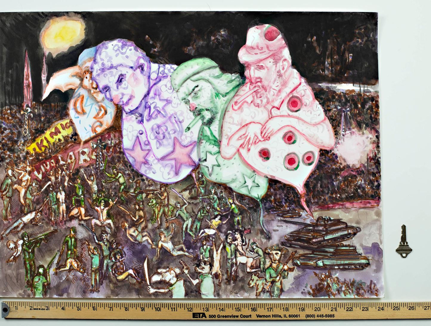 Cosmic Defiance - Original Watercolor & Ink Drawing