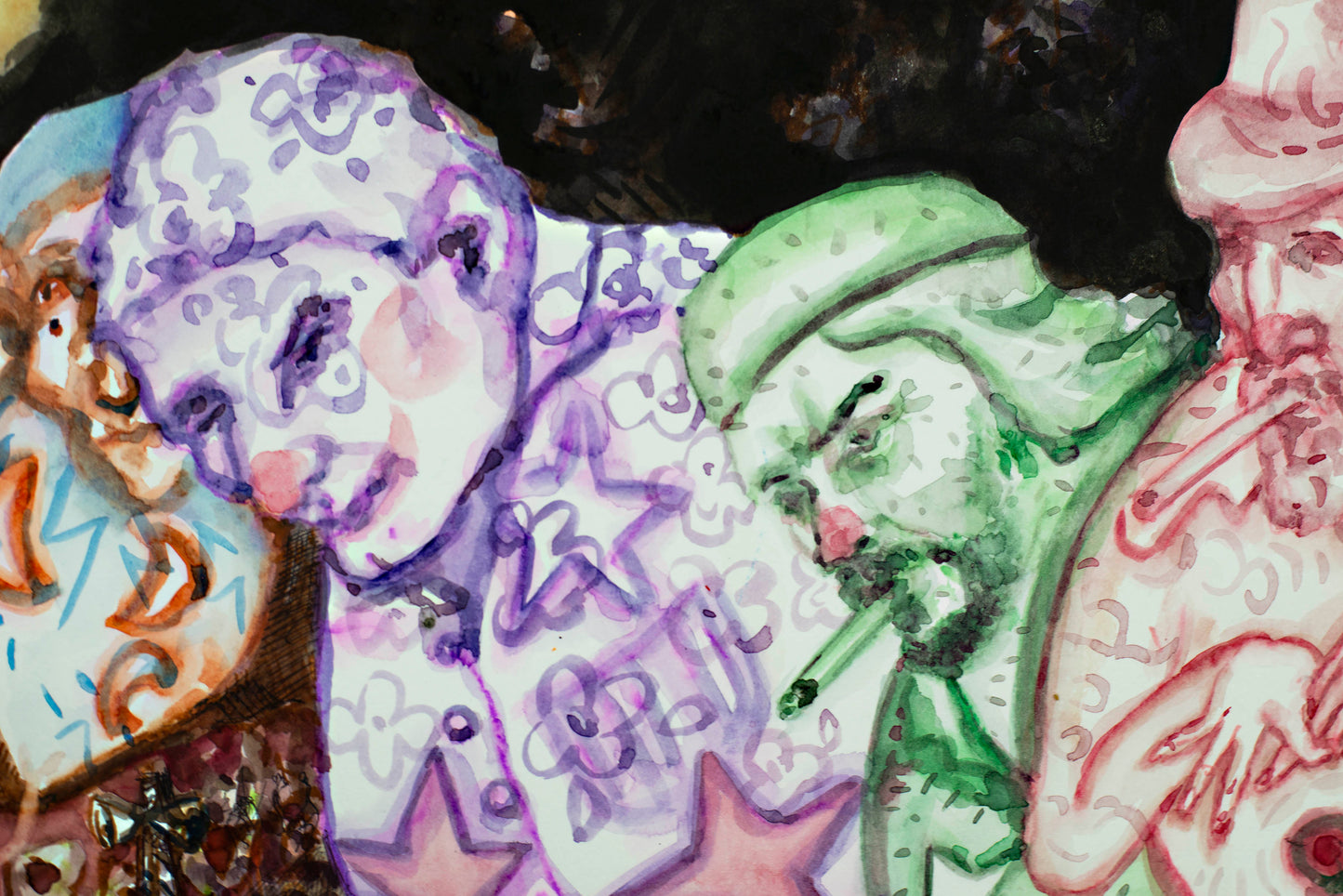 Cosmic Defiance - Original Watercolor & Ink Drawing
