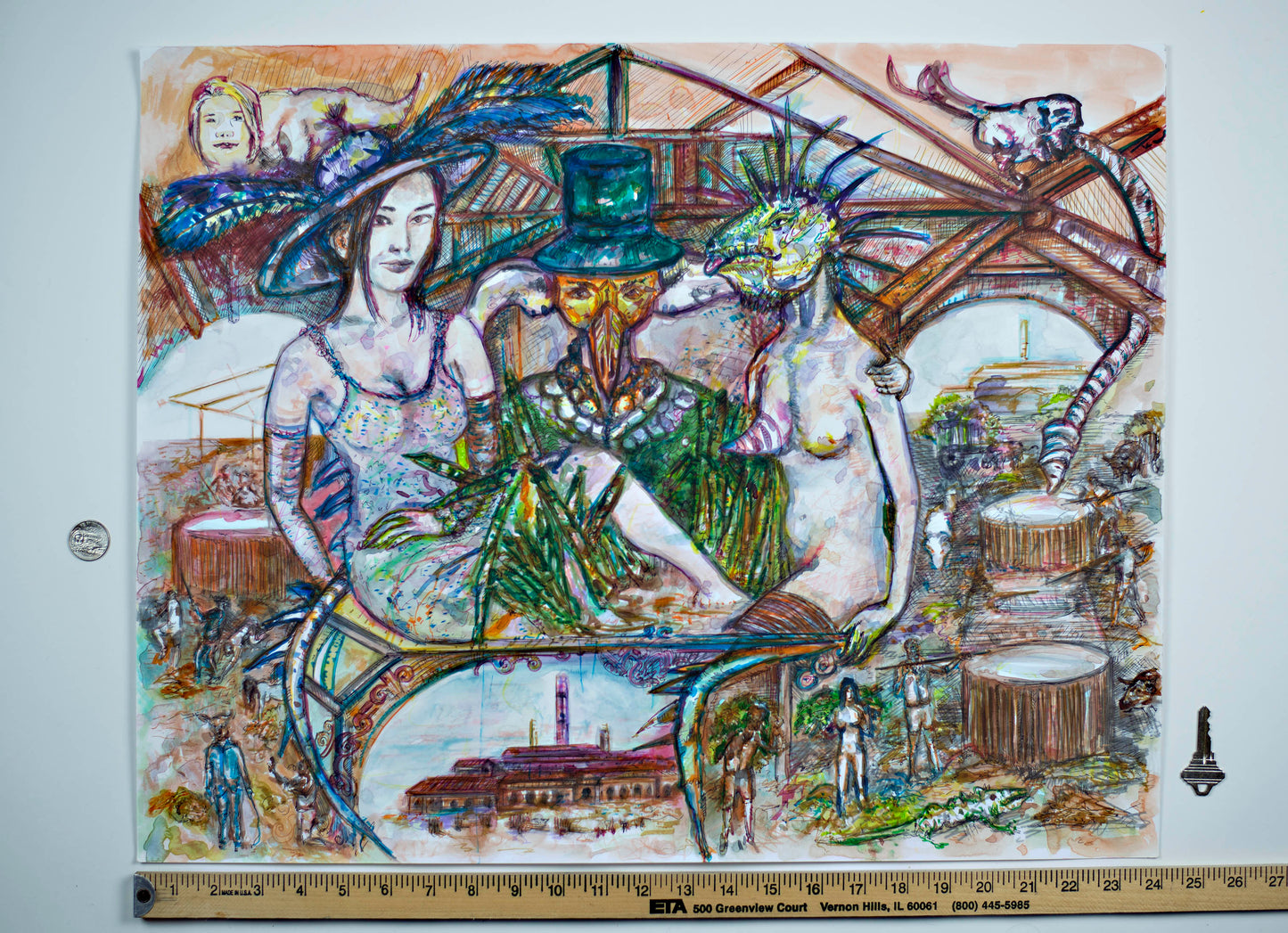 MIRROR WORLDS - Original Mixed Media Art 18 x 24 inches
