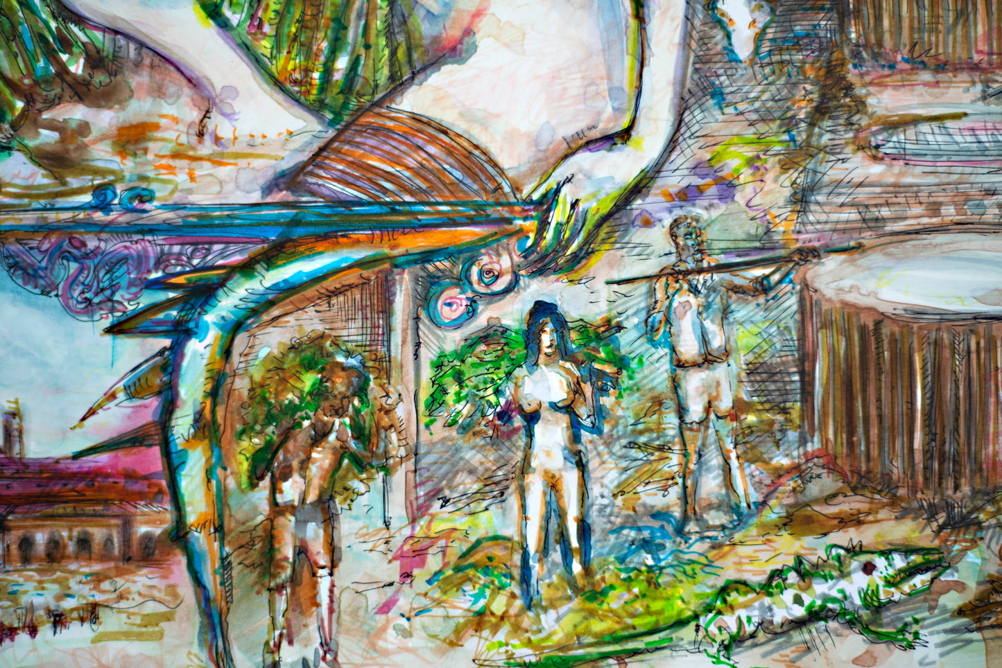 MIRROR WORLDS - Original Mixed Media Art 18 x 24 inches
