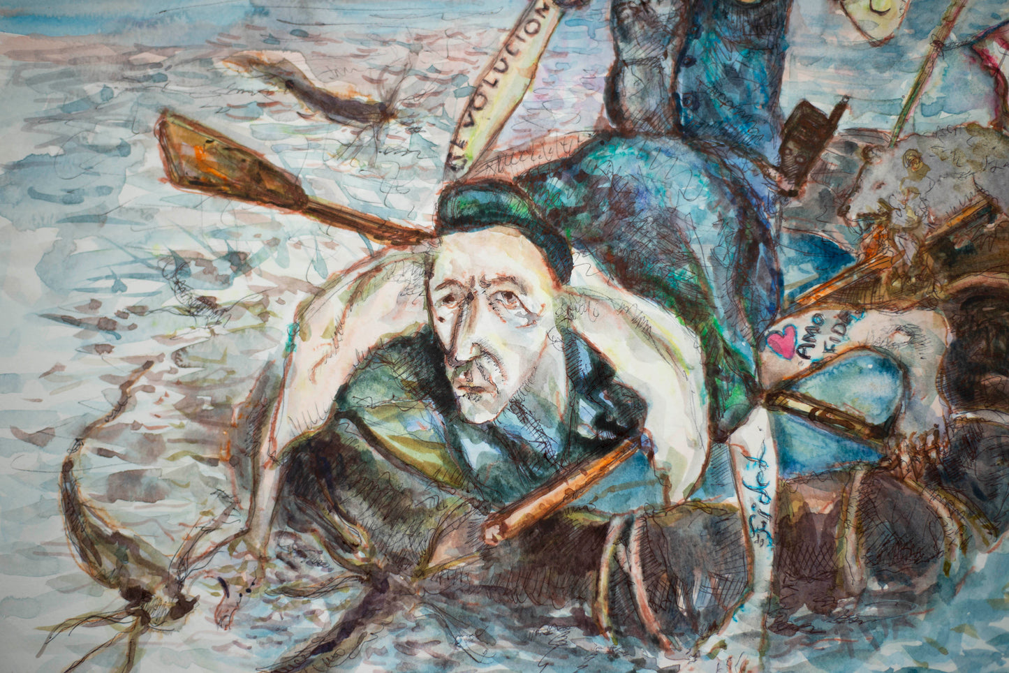 Revolutionary Voyage: The Rebel's Raft - Original Watercolor