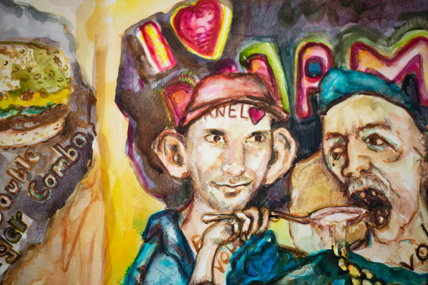 Luxury Consumption: The Golden Spoon - Original Watercolor