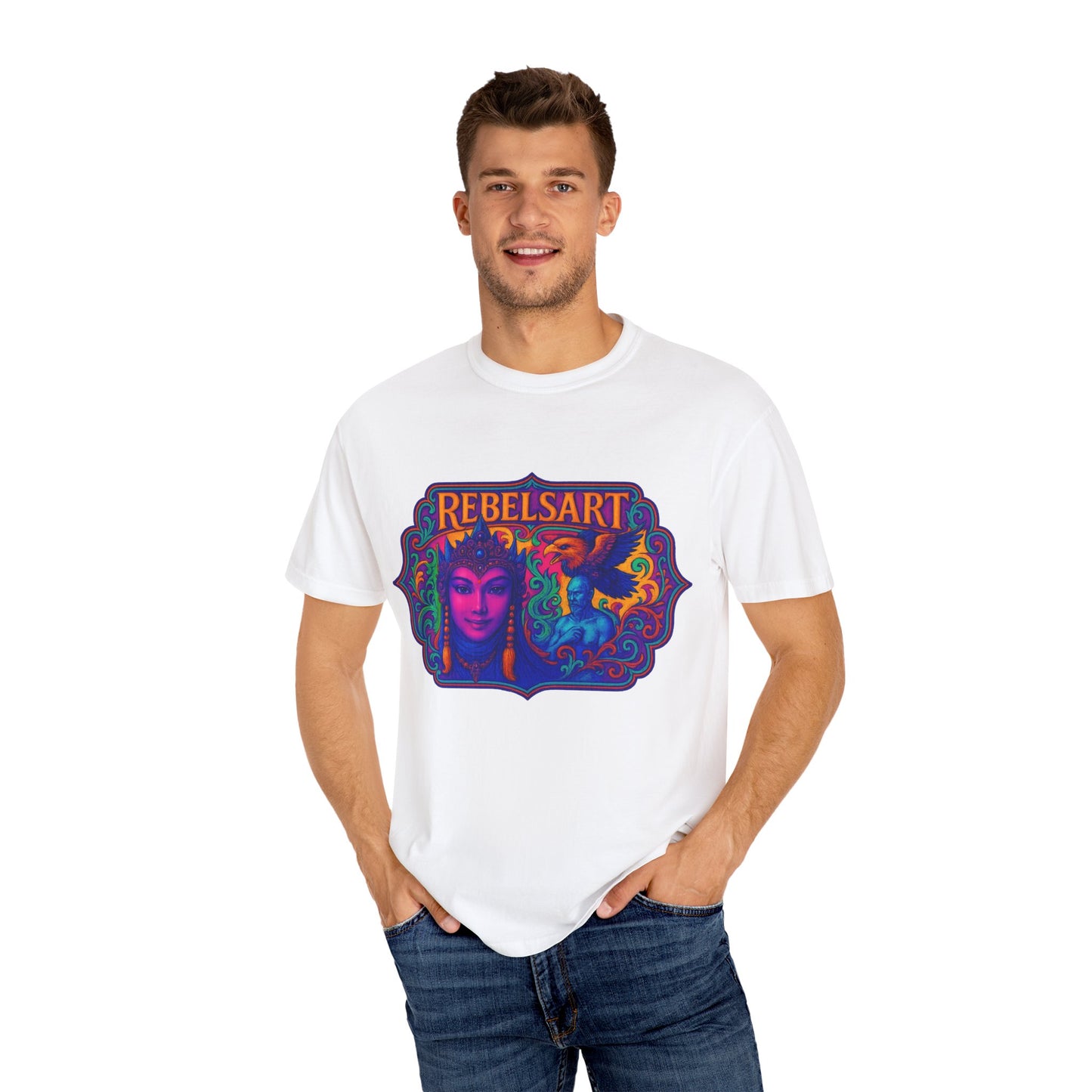 Vibrant Art Tee - Unisex Garment-Dyed T-shirt, Street Style, Festival Wear, Rebel Fashion, Unique Gift Idea