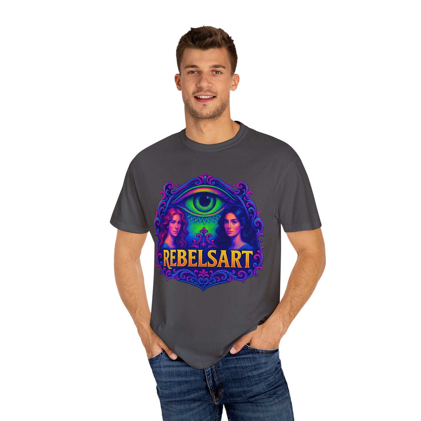 Colorful Graphic T-Shirt with Rebel Art Design, Unique Fashion Tee, Trendy Gift for Her, Casual Wear for Festivals, Online Merchandise