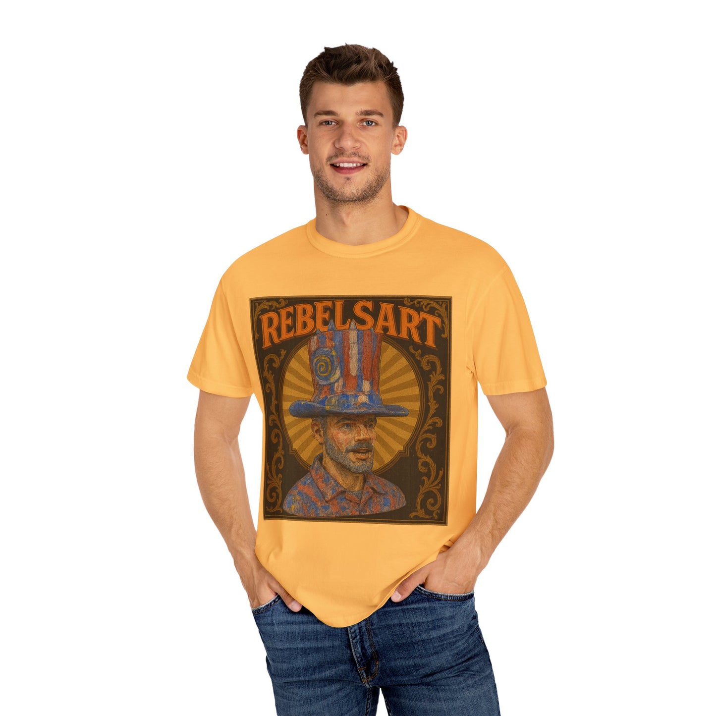 Rebelsart Unisex Garment-Dyed T-shirt, Bohemian Fashion Tee, Artistic Graphic Shirt, Vintage Style Gift, Festival Outfit Top