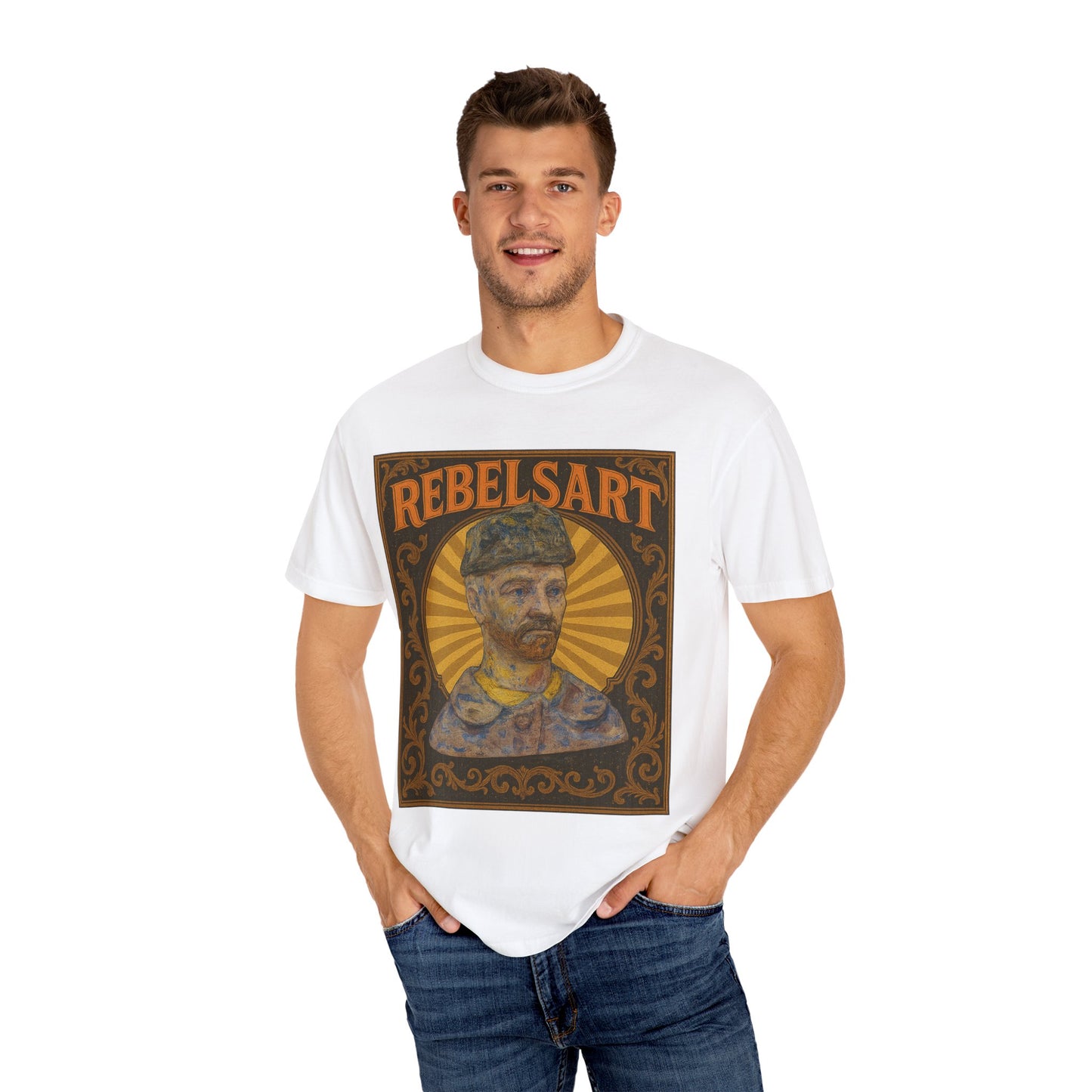 RebelsArt Unisex Garment-Dyed T-Shirt, Vintage Art Tee, Creative Wear, Unique Gift, Casual Streetwear, Artistic Fashion