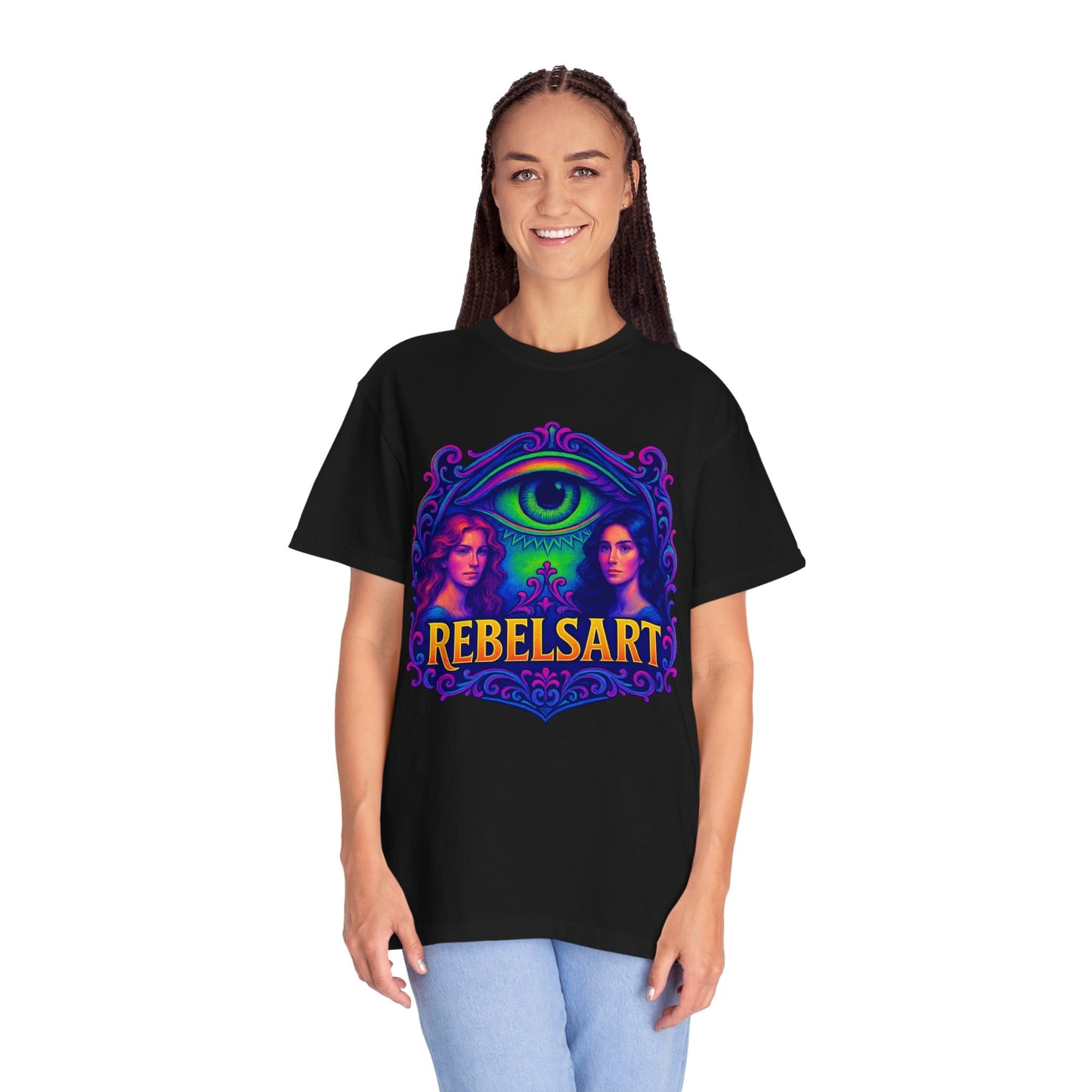Colorful Graphic T-Shirt with Rebel Art Design, Unique Fashion Tee, Trendy Gift for Her, Casual Wear for Festivals, Online Merchandise
