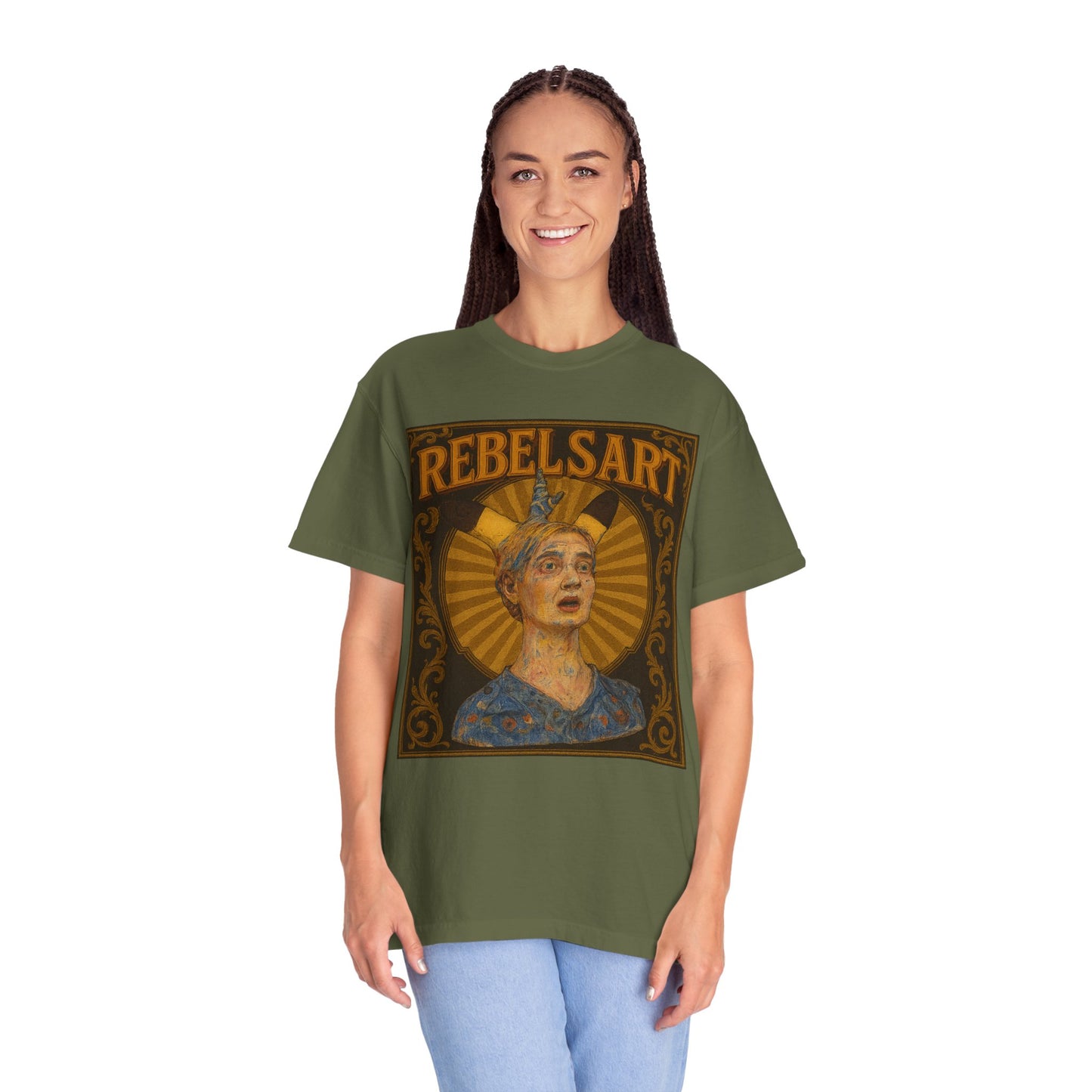 RebelsArt Unisex Garment-Dyed T-shirt | Trendy Graphic Tee | Boho Vintage Style | Perfect for Art Lovers | Festival & Casual Wear