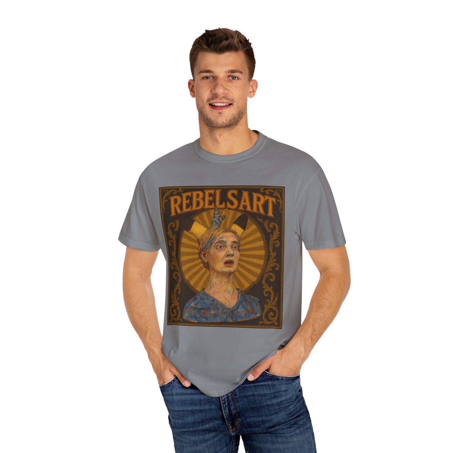RebelsArt Unisex Garment-Dyed T-shirt | Trendy Graphic Tee | Boho Vintage Style | Perfect for Art Lovers | Festival & Casual Wear
