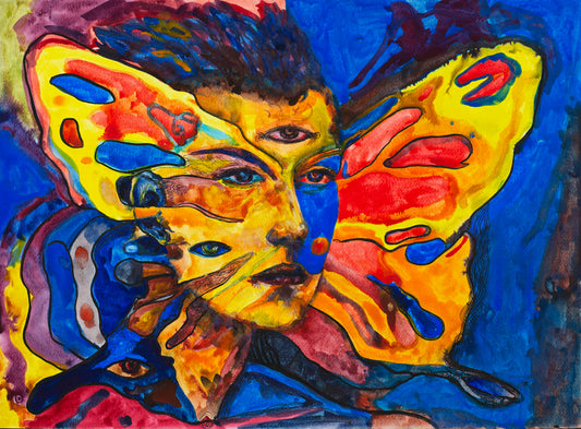 Butterfly Metamorphosis: The Transforming Face - Original Watercolor