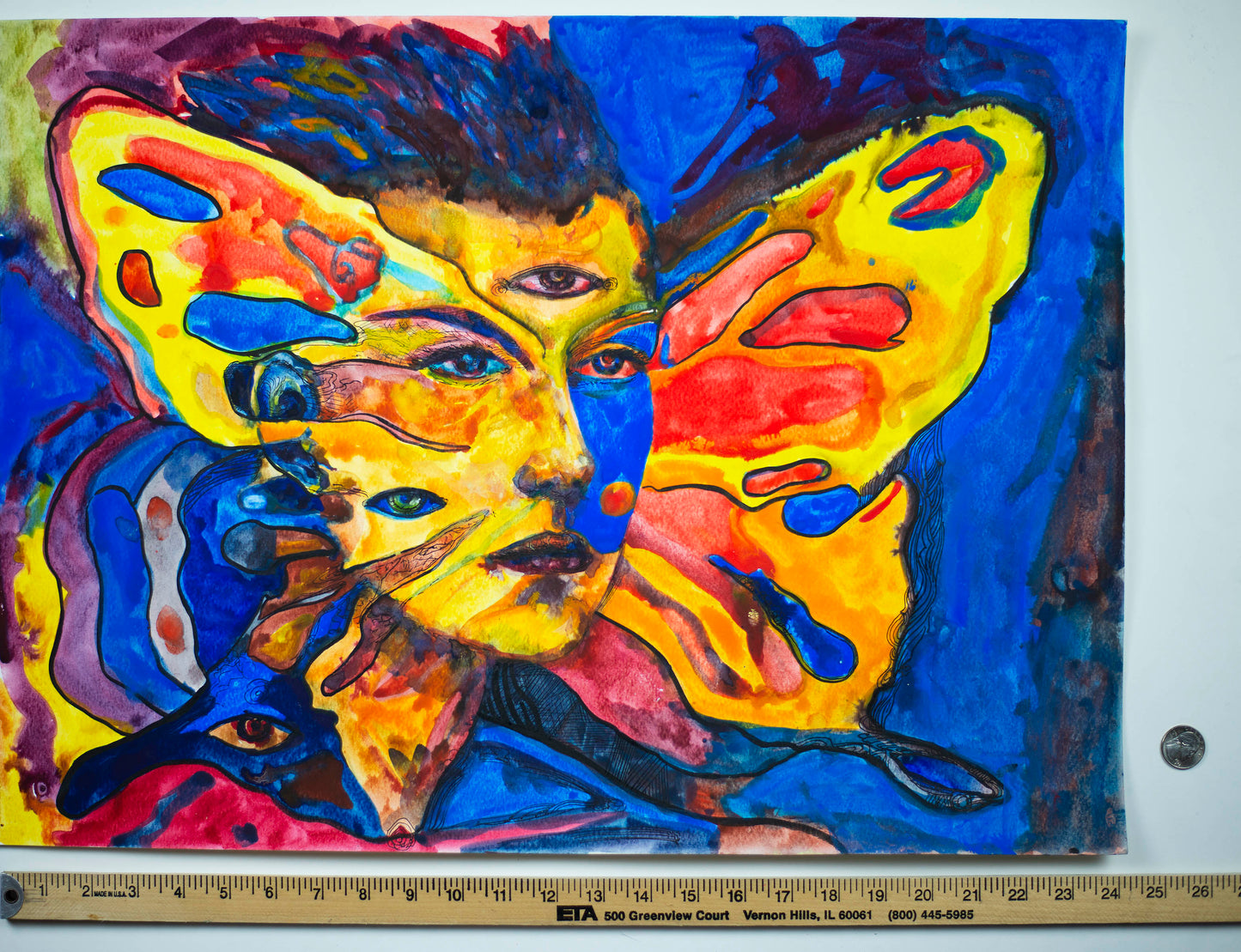 Butterfly Metamorphosis: The Transforming Face - Original Watercolor