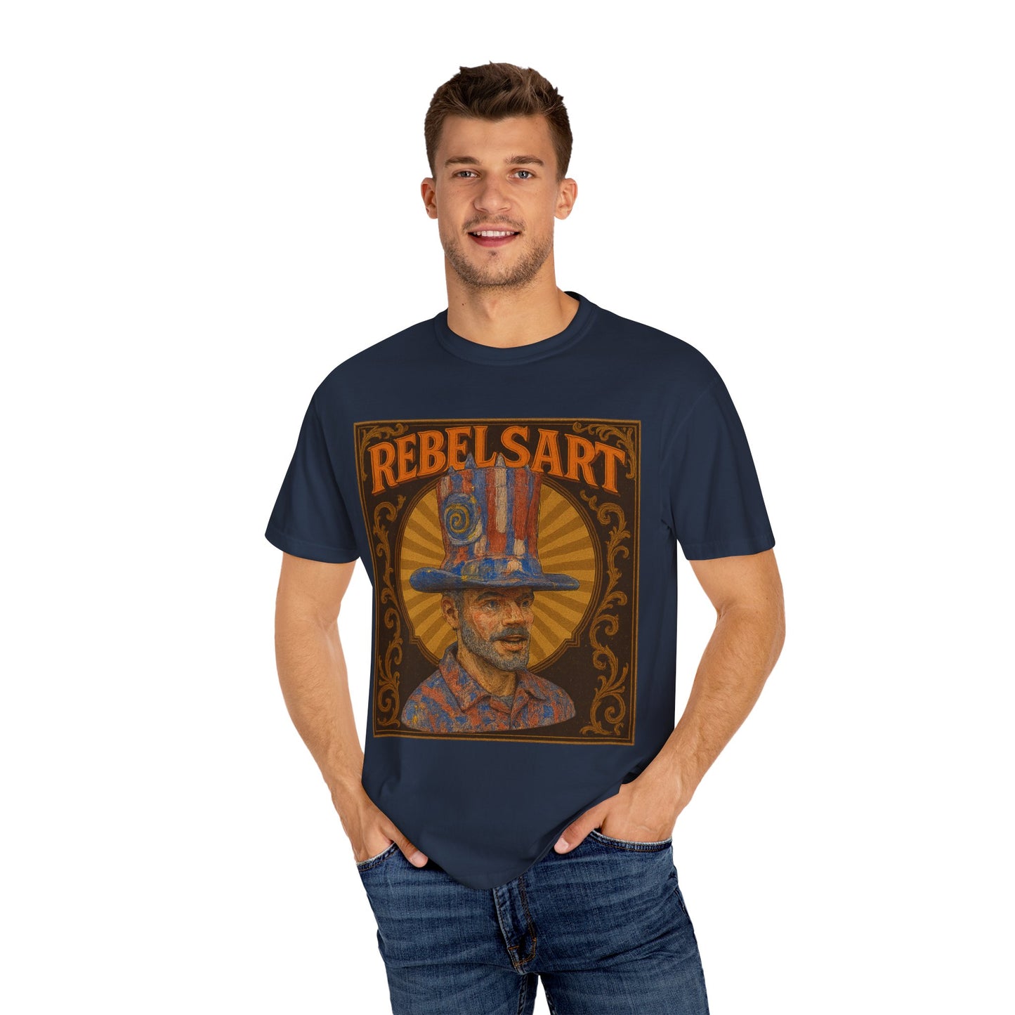Rebelsart Unisex Garment-Dyed T-shirt, Bohemian Fashion Tee, Artistic Graphic Shirt, Vintage Style Gift, Festival Outfit Top