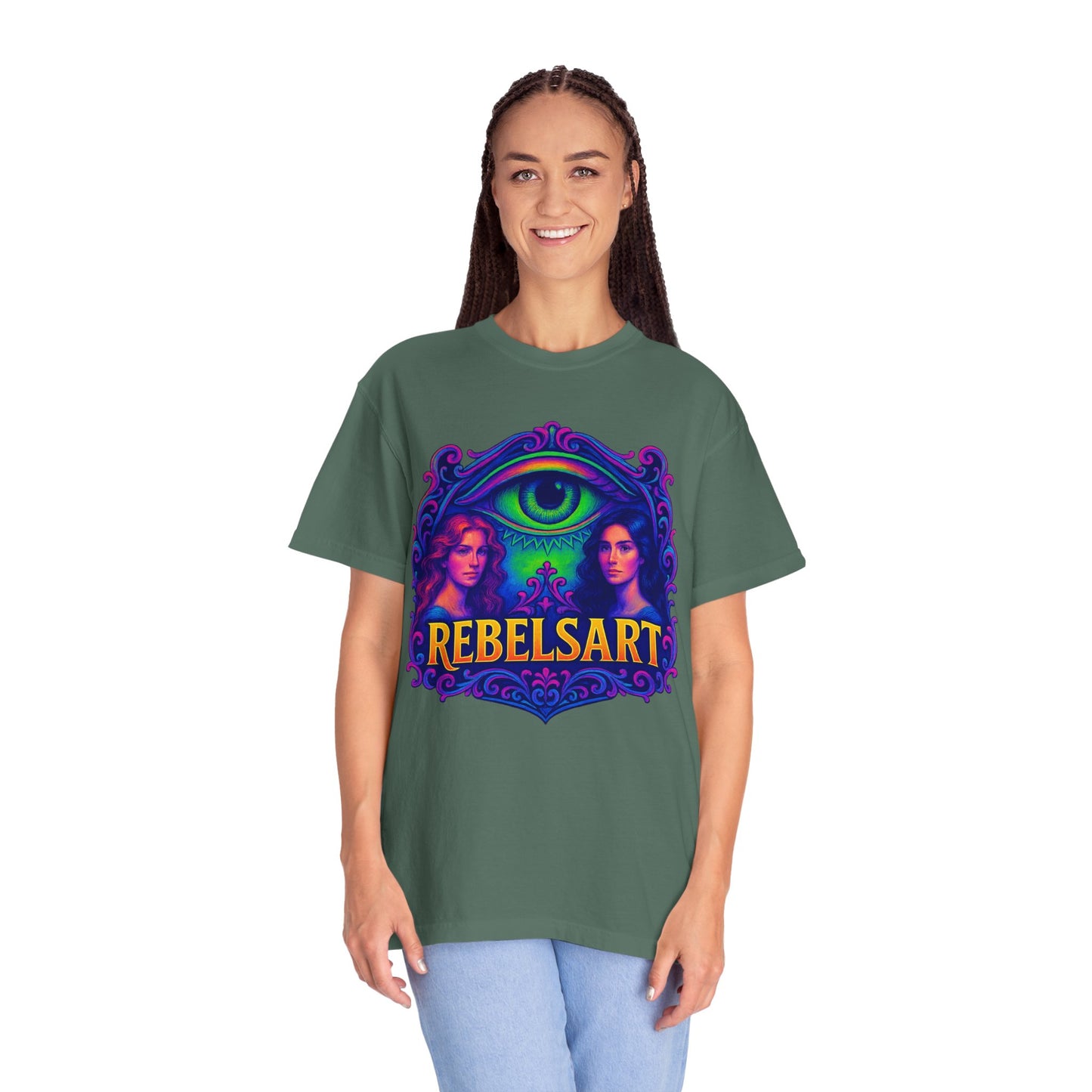 Colorful Graphic T-Shirt with Rebel Art Design, Unique Fashion Tee, Trendy Gift for Her, Casual Wear for Festivals, Online Merchandise
