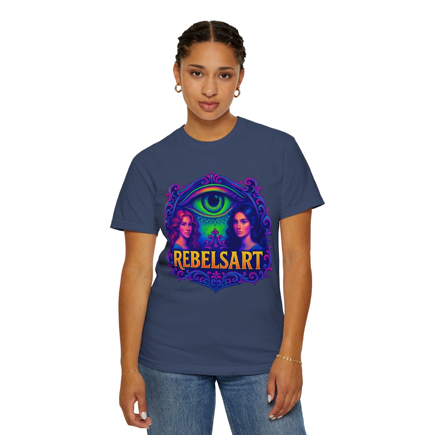 Colorful Graphic T-Shirt with Rebel Art Design, Unique Fashion Tee, Trendy Gift for Her, Casual Wear for Festivals, Online Merchandise