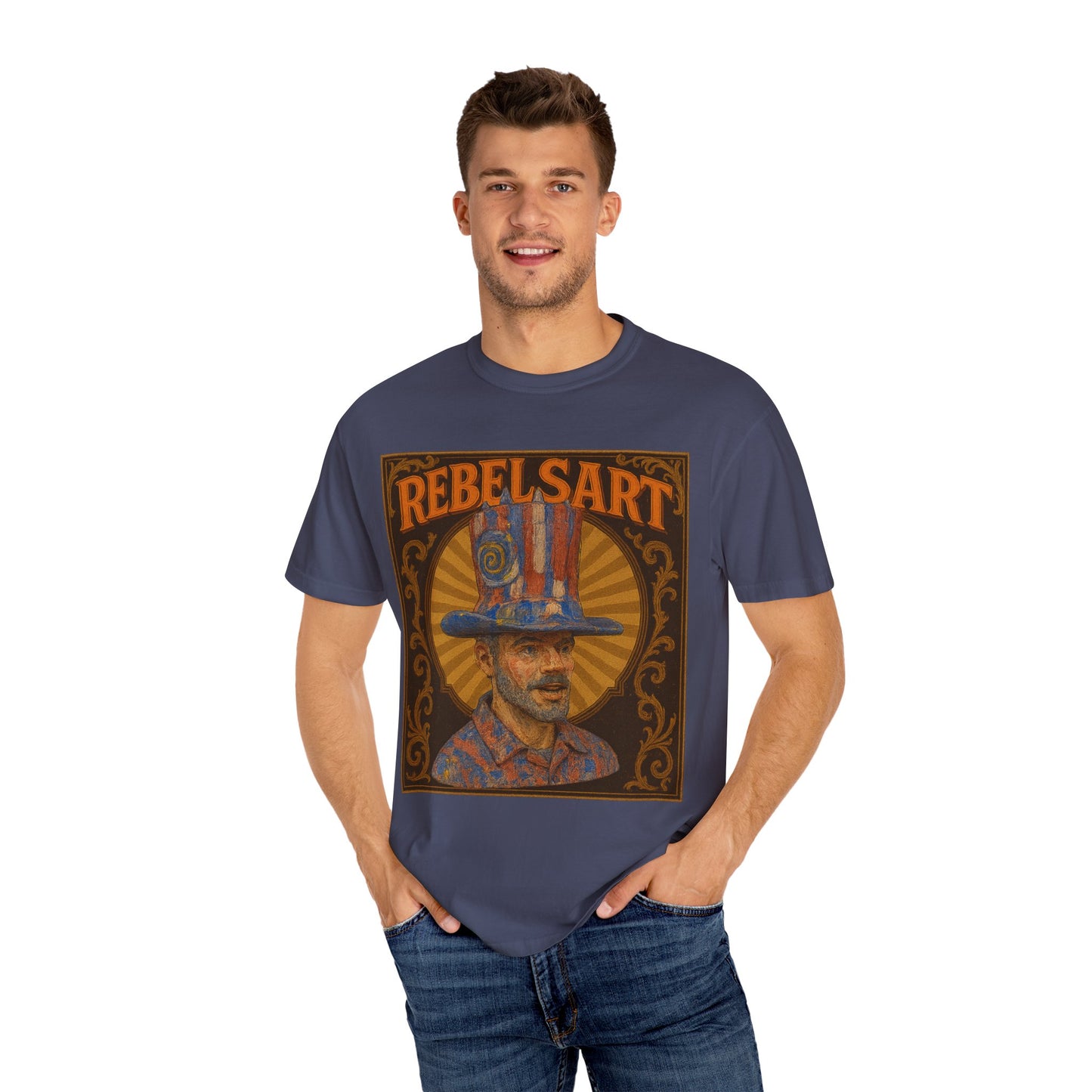 Rebelsart Unisex Garment-Dyed T-shirt, Bohemian Fashion Tee, Artistic Graphic Shirt, Vintage Style Gift, Festival Outfit Top