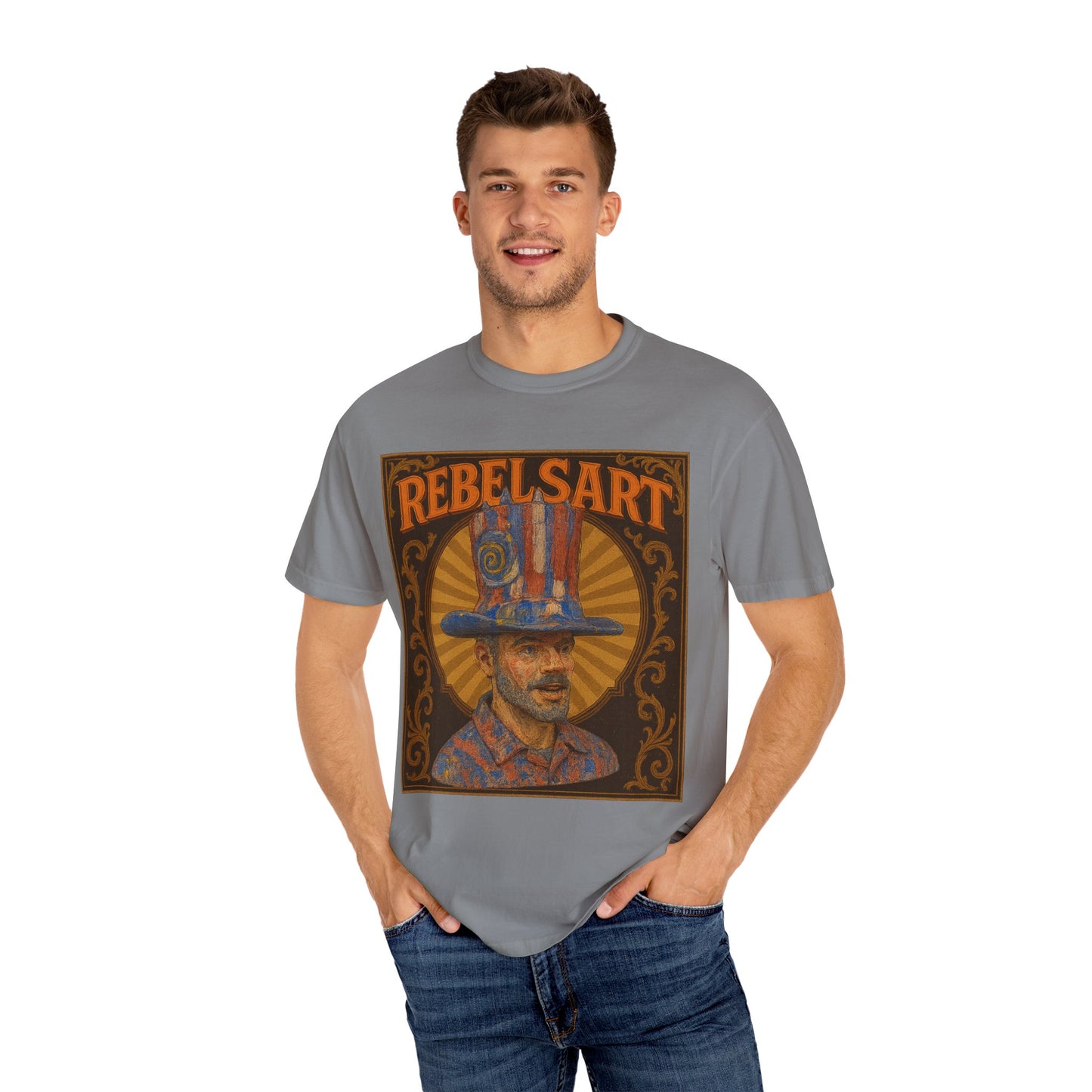 Rebelsart Unisex Garment-Dyed T-shirt, Bohemian Fashion Tee, Artistic Graphic Shirt, Vintage Style Gift, Festival Outfit Top