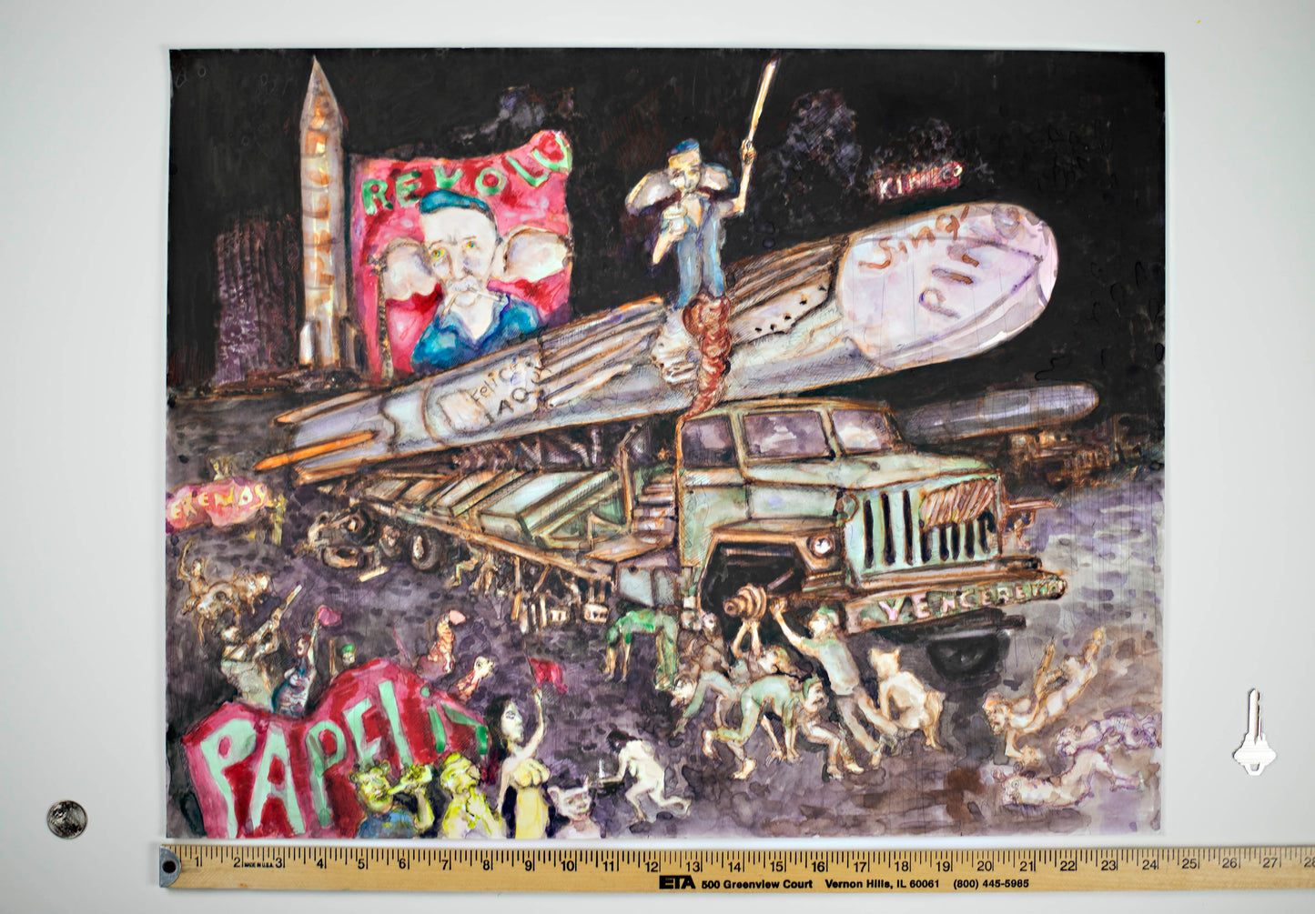 DEFIANT CONVOY - Original Mixed Media Art 18 x 24 inches
