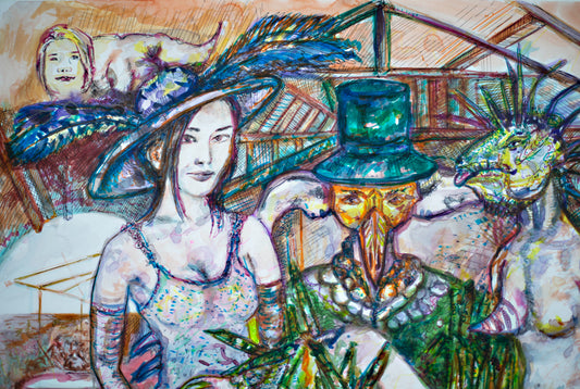 MIRROR WORLDS - Original Mixed Media Art 18 x 24 inches