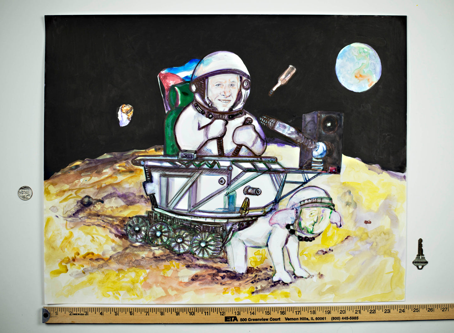 OUTLAW MOON - Original Mixed Media Art 18 x 24 inches