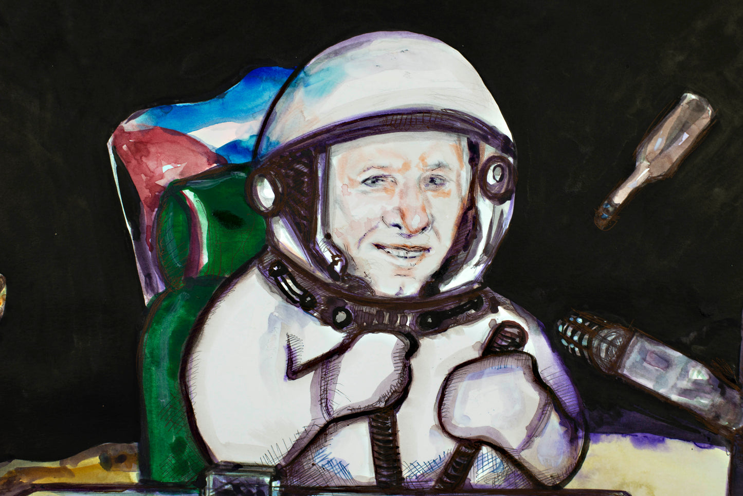 OUTLAW MOON - Original Mixed Media Art 18 x 24 inches