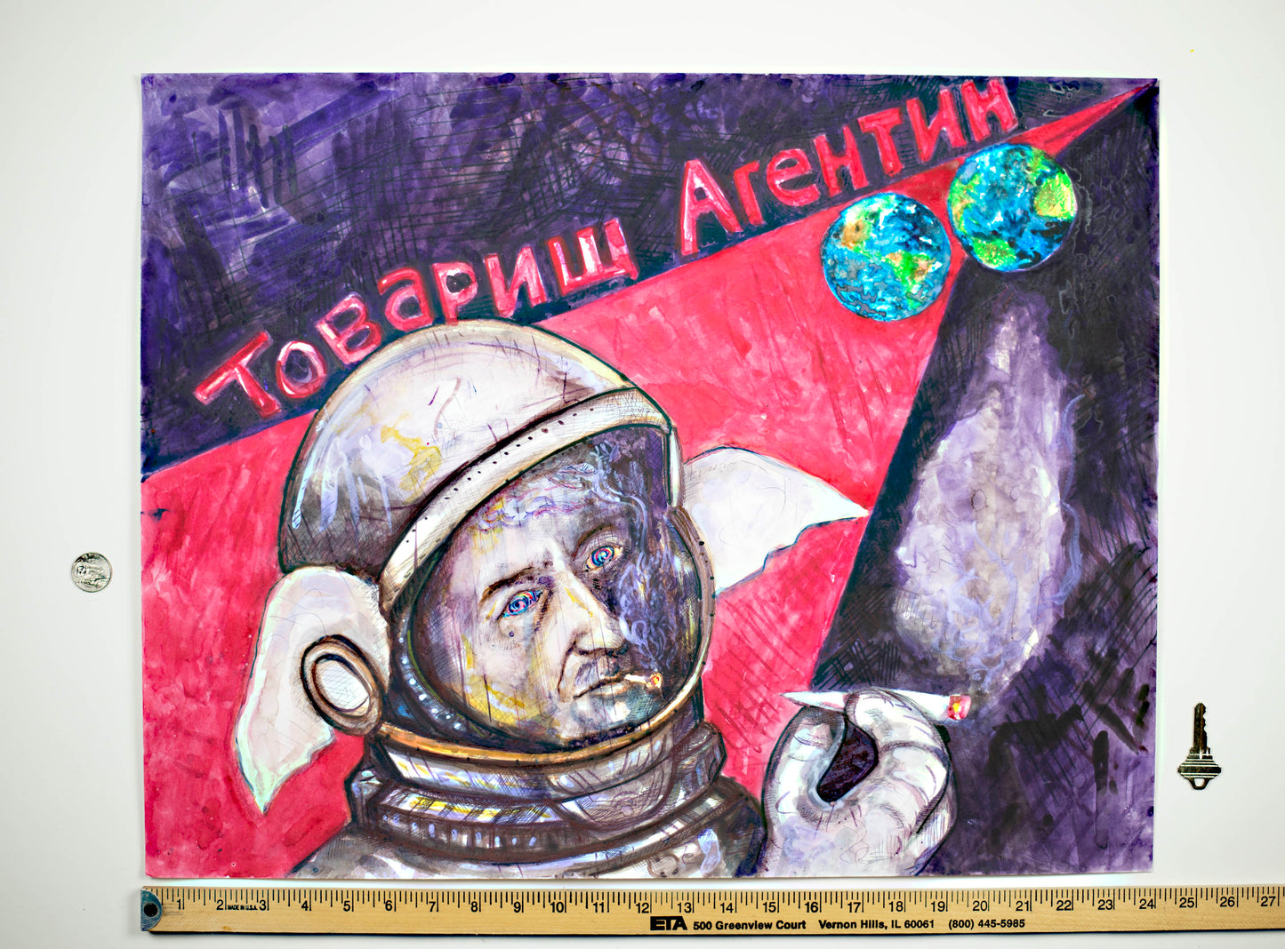 REBEL COSMONAUT - Original Mixed Media Art 18 x 24 inches