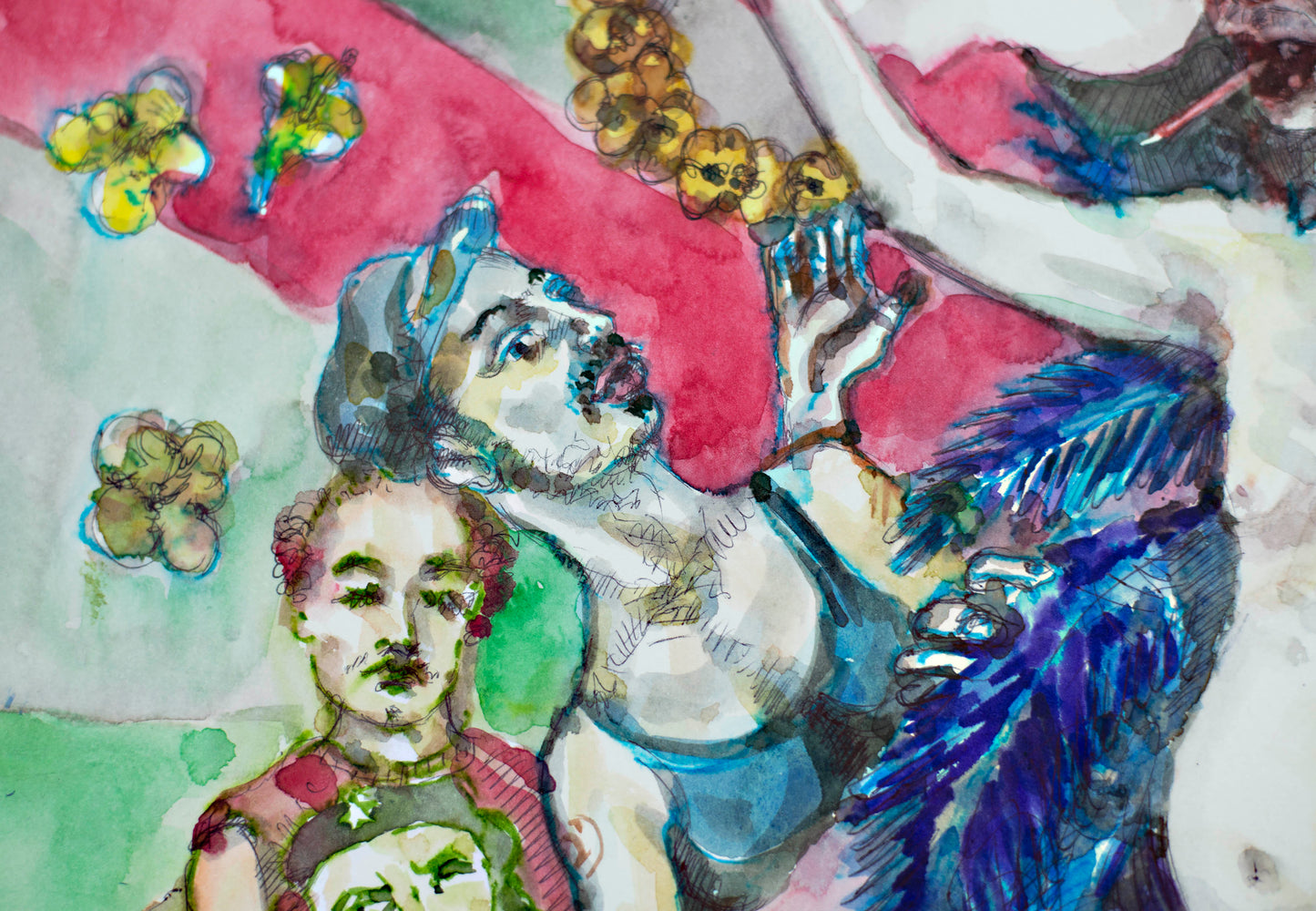 Radiant Rebellion - Original Watercolor & Ink Drawing