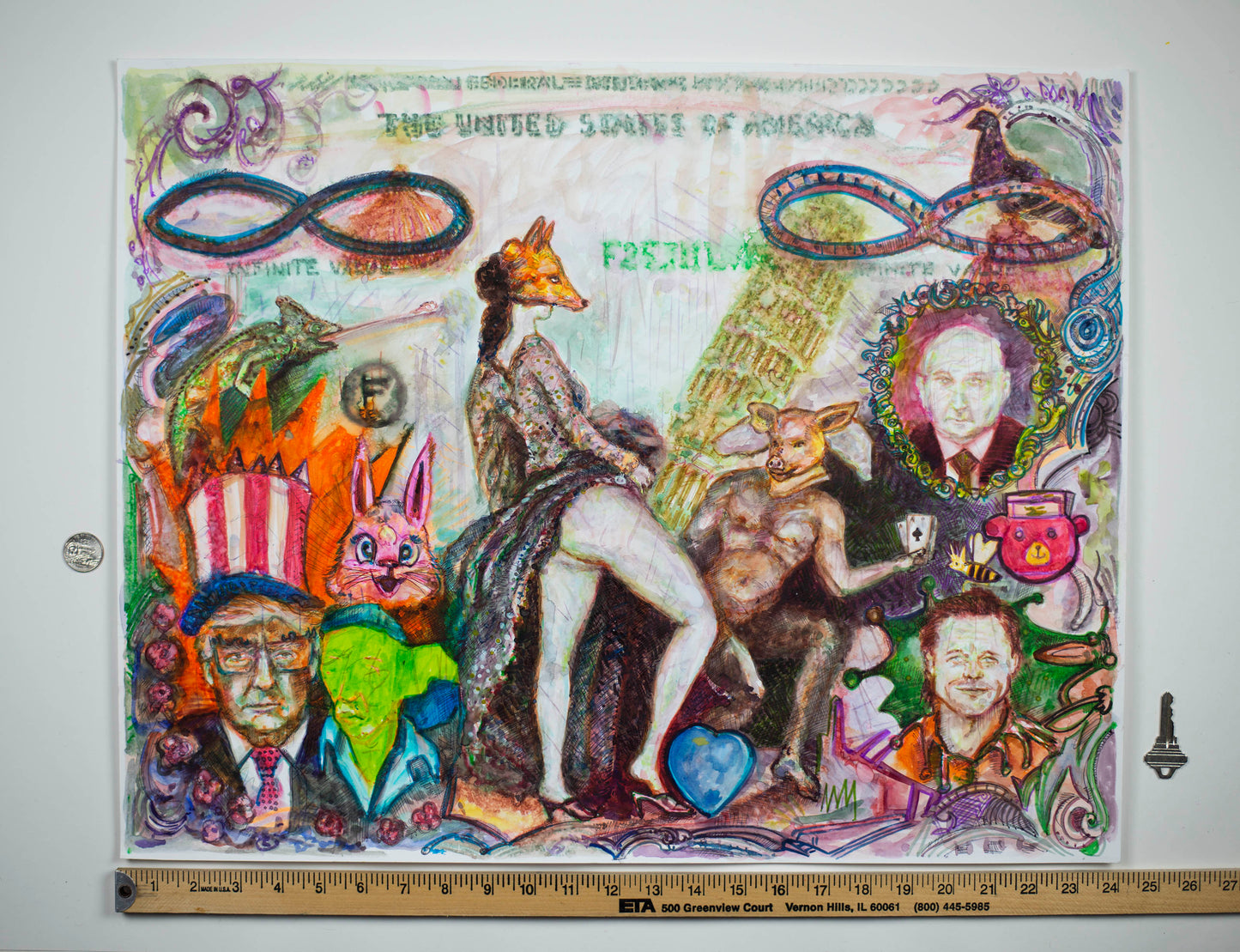 WILD CIRCUS - Original Mixed Media Art 18 x 24 inches
