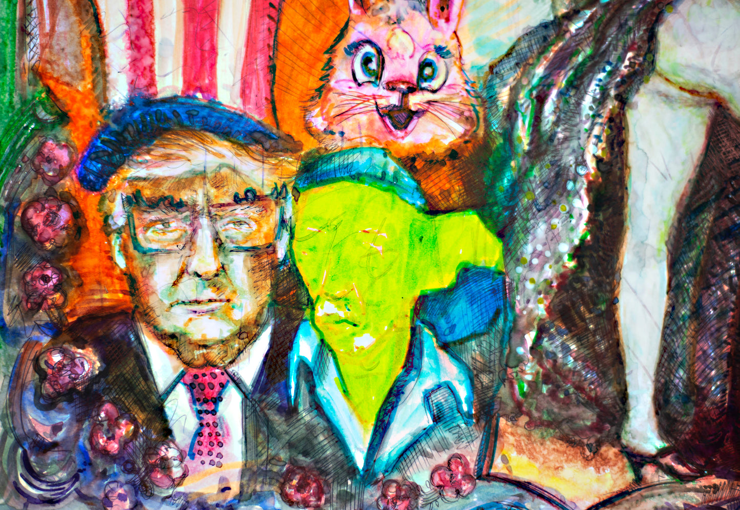 WILD CIRCUS - Original Mixed Media Art 18 x 24 inches