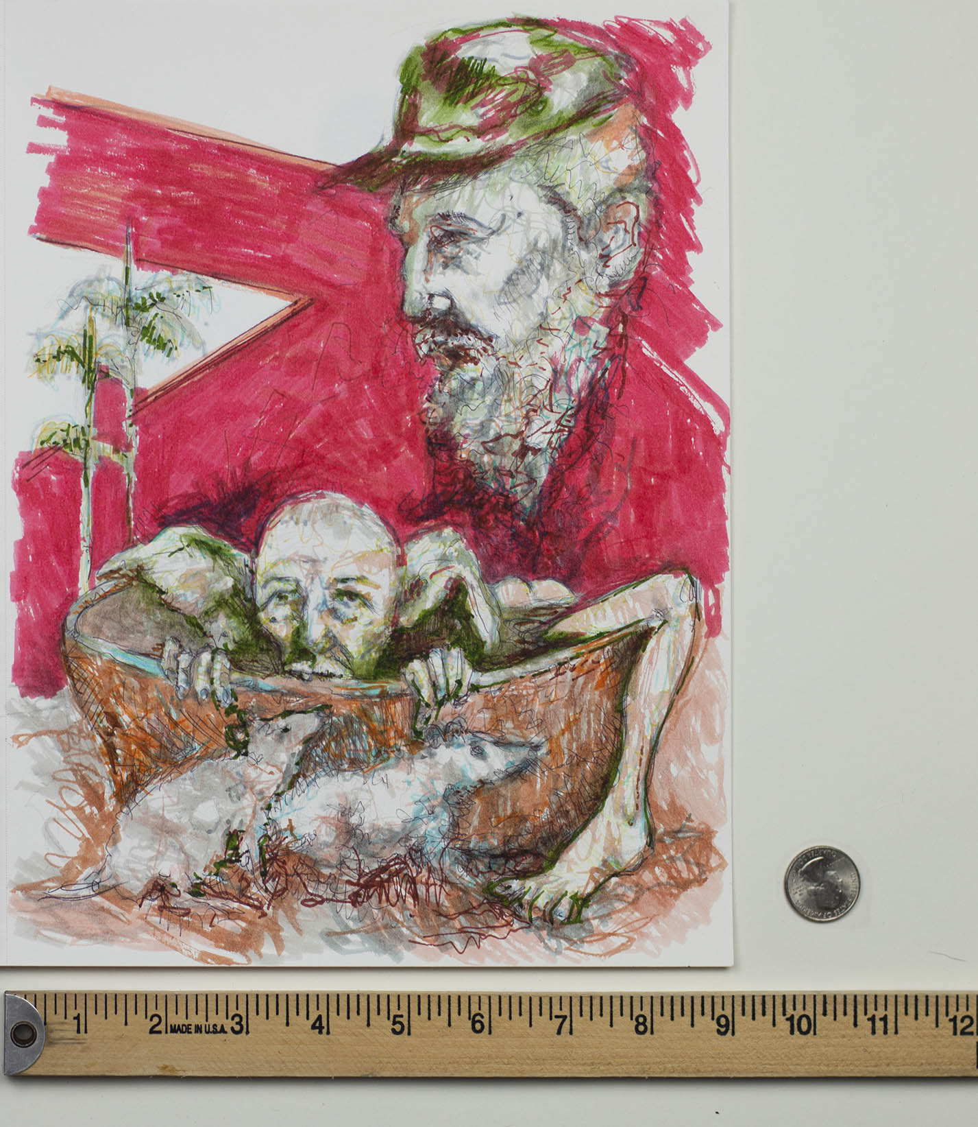Bath Time Madness - Original Mixed Media Artwork