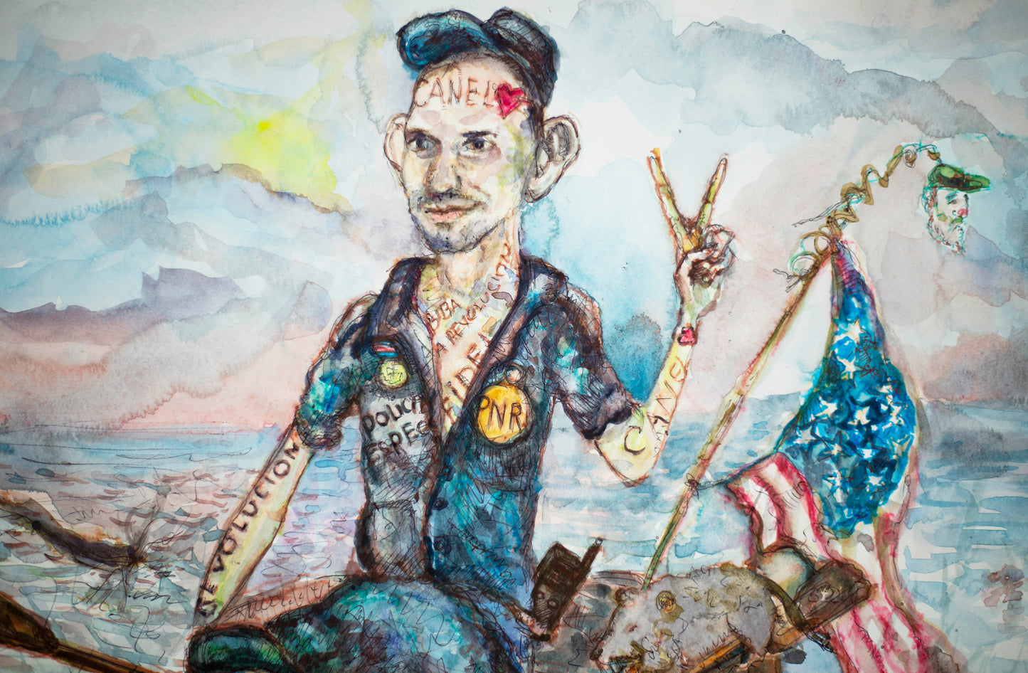 Revolutionary Voyage: The Rebel's Raft - Original Watercolor