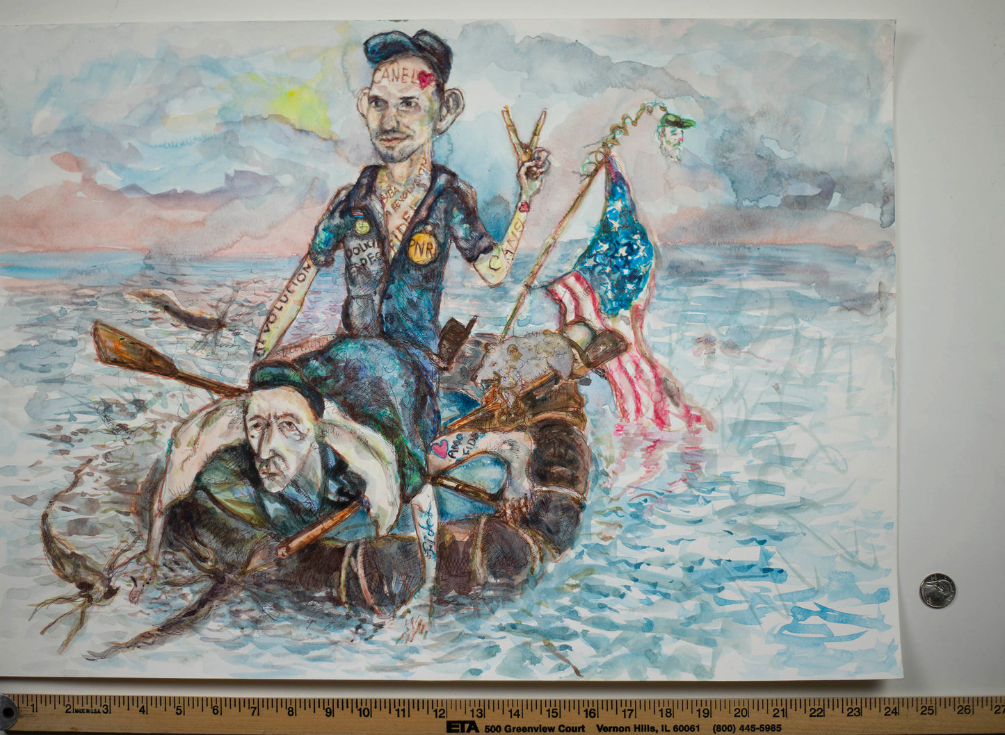 Revolutionary Voyage: The Rebel's Raft - Original Watercolor