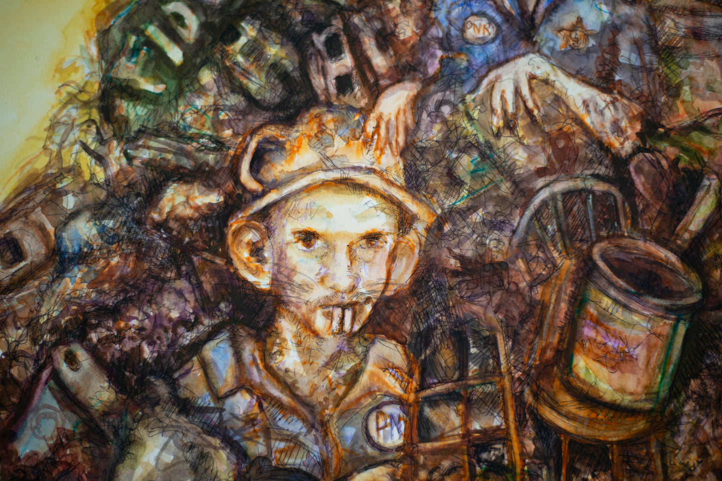 The Weight of Consumption: Mountain of Excess - Original Watercolor