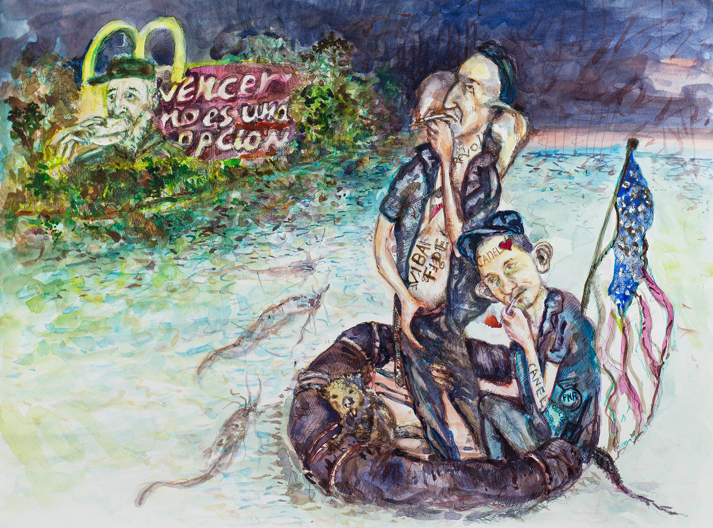 Escape from Paradise: The Ironic Exodus - Original Watercolor