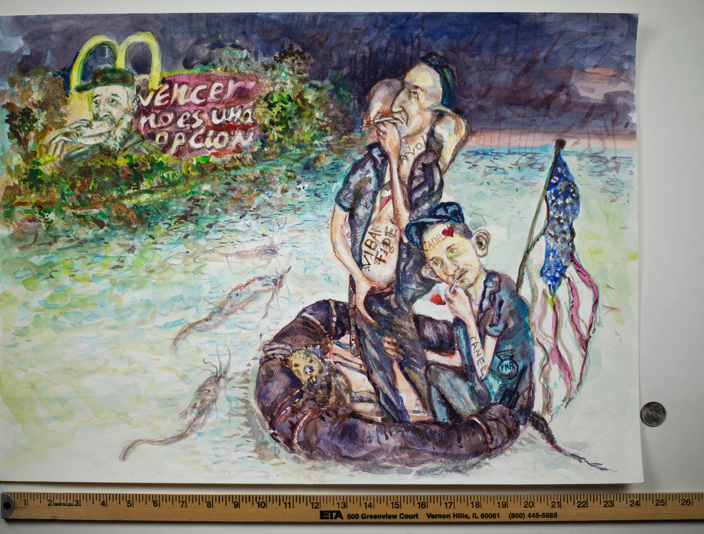 Escape from Paradise: The Ironic Exodus - Original Watercolor