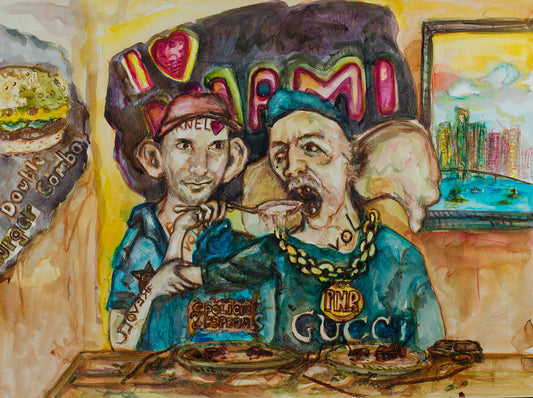 Luxury Consumption: The Golden Spoon - Original Watercolor