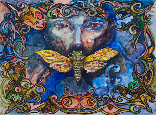 The Silence of Moths: Mystical Guardian - Original Watercolor