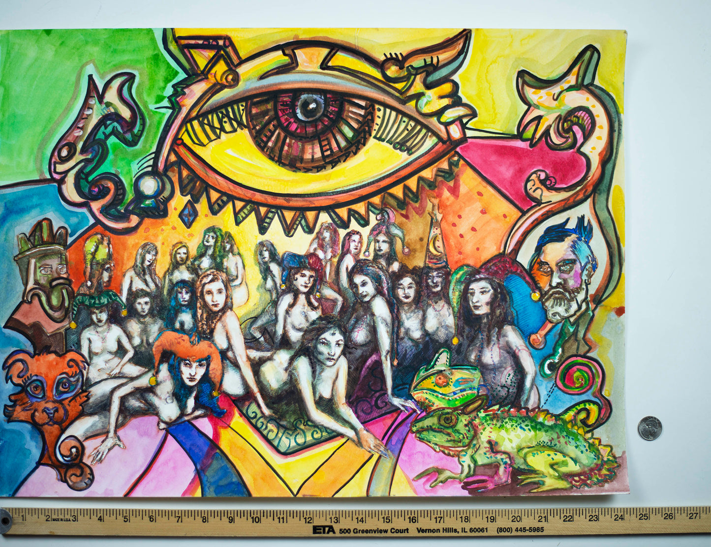 The All-Seeing Eye's Harem: Electric Ladies - Original Watercolor