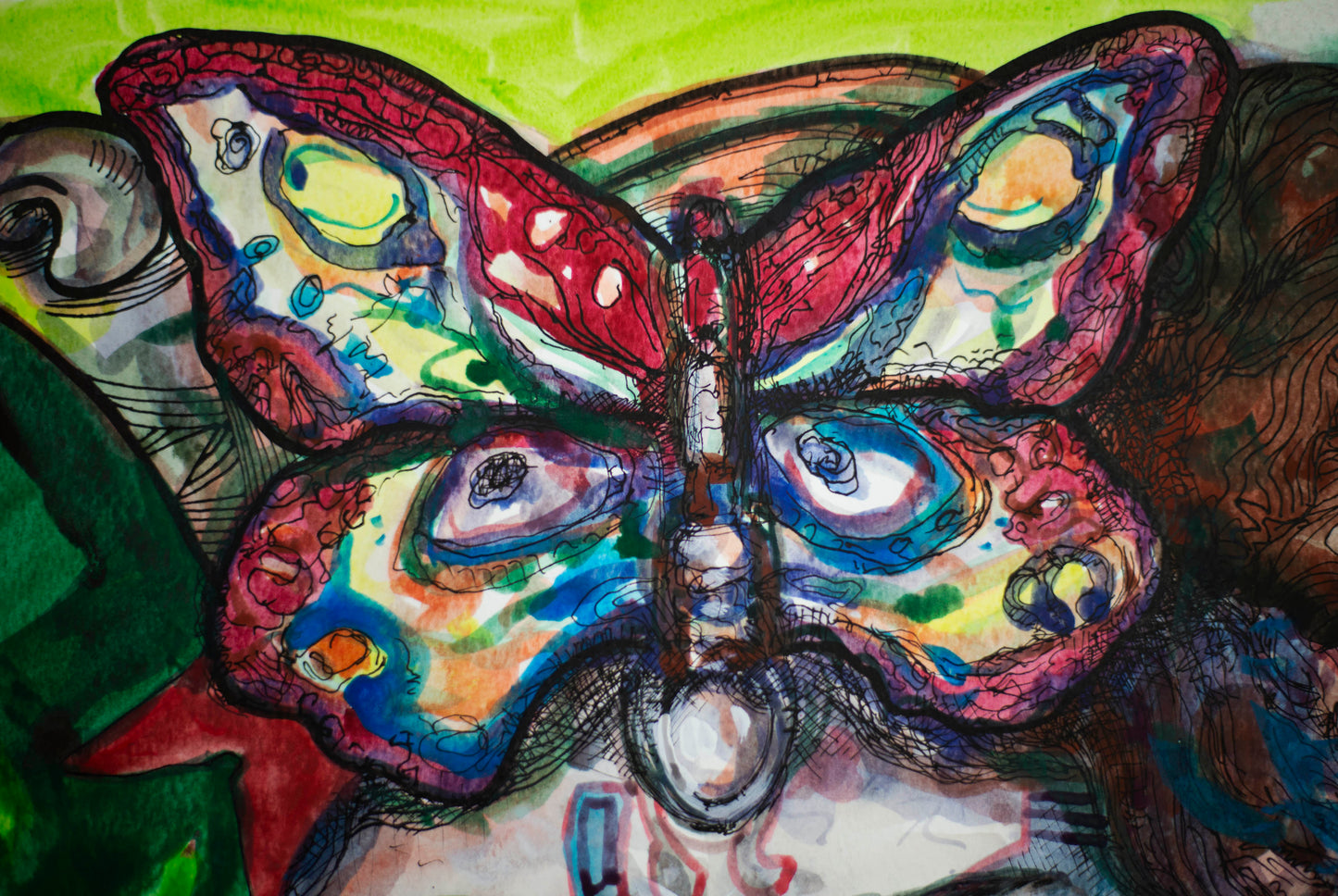 Butterfly Awakening: The Emerald Vision - Original Watercolor