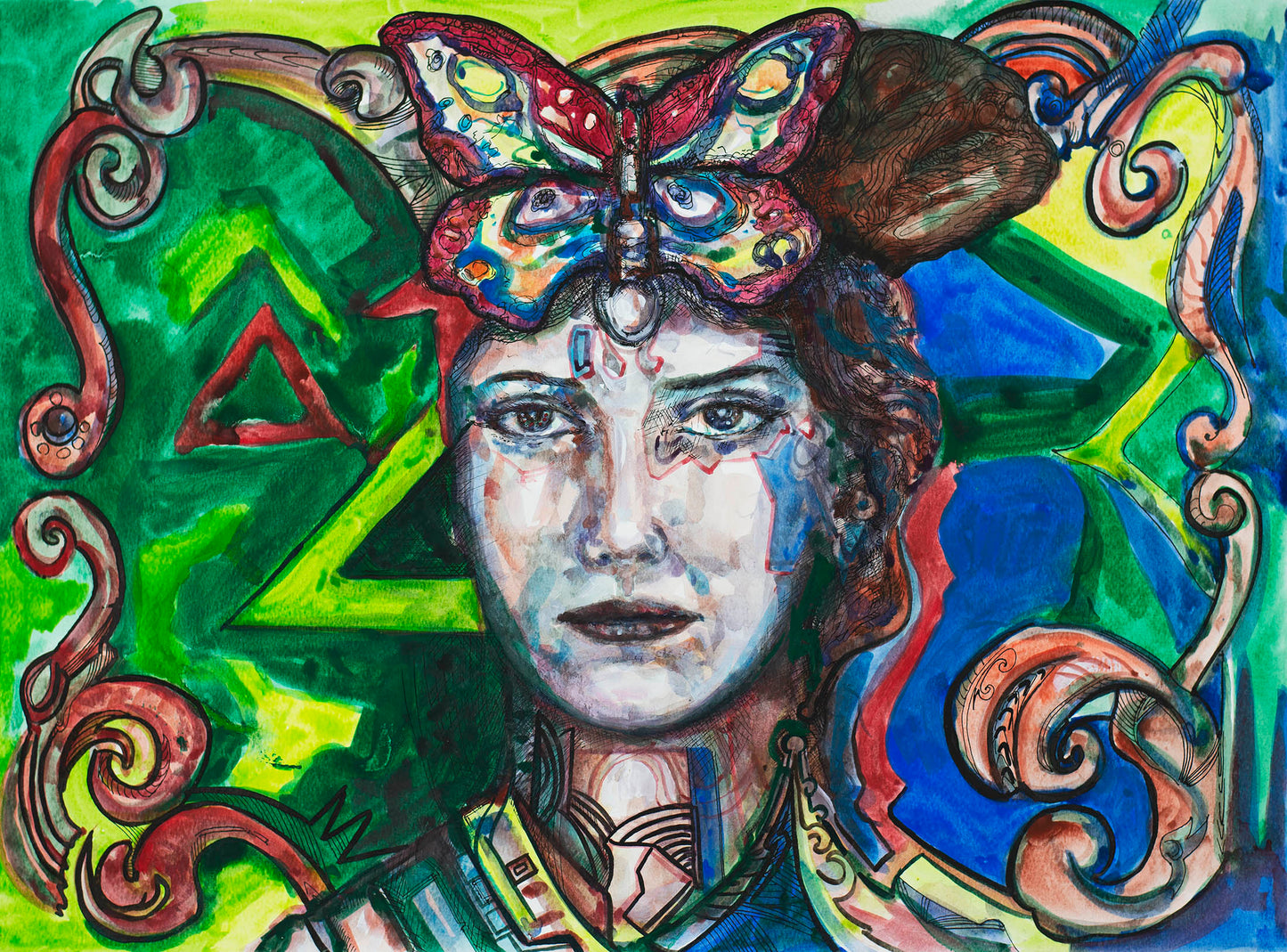 Butterfly Awakening: The Emerald Vision - Original Watercolor