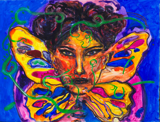 Butterfly Enchantment: The Golden Ribbons - Original Watercolor