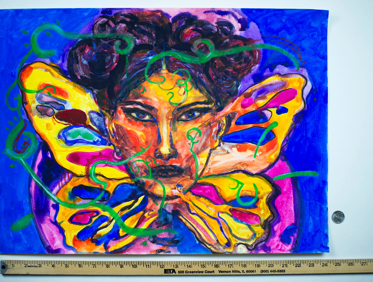 Butterfly Enchantment: The Golden Ribbons - Original Watercolor