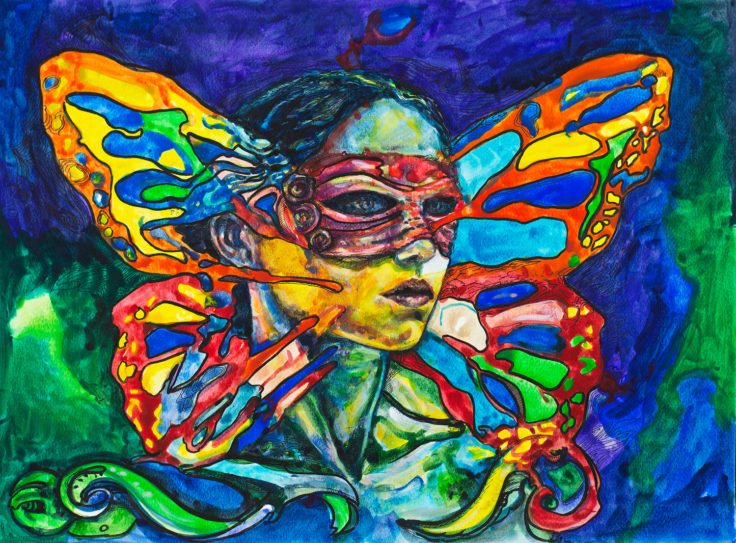 Butterfly Profile: The Masked Vision - Original Watercolor