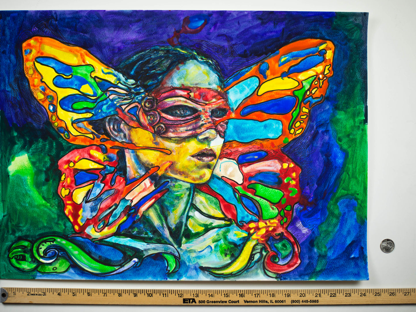 Butterfly Profile: The Masked Vision - Original Watercolor