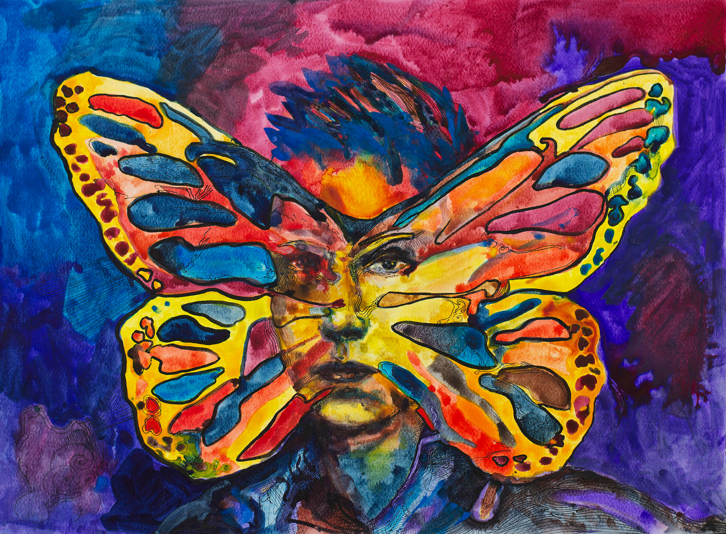 Butterfly Radiance: The Purple Flame - Original Watercolor