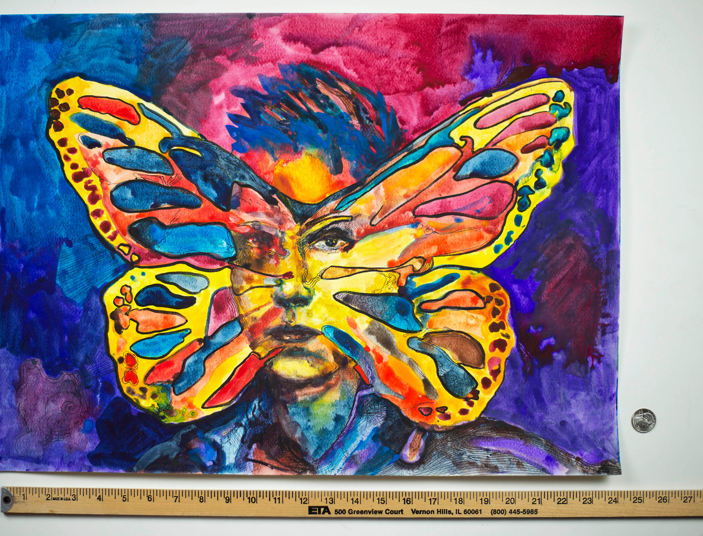 Butterfly Radiance: The Purple Flame - Original Watercolor