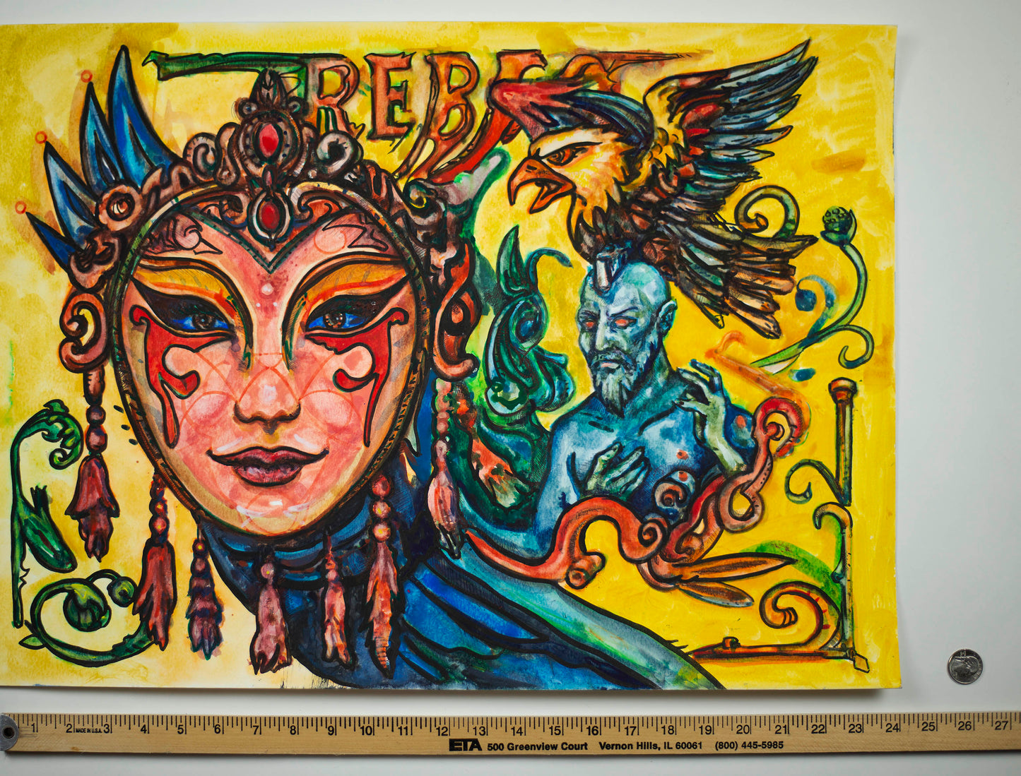 RebelsArt Masked Eagle: Guardians of Freedom - Original Watercolor