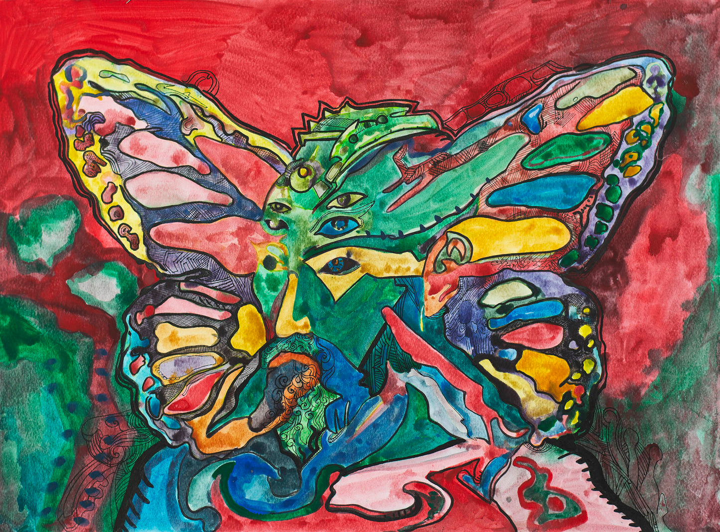 Butterfly Mystic: The Bearded Sage - Original Watercolor